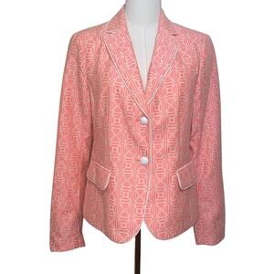 Gap Academy Blazer Jacket Sz 6 Neon Pink White Geometric Maximalist
